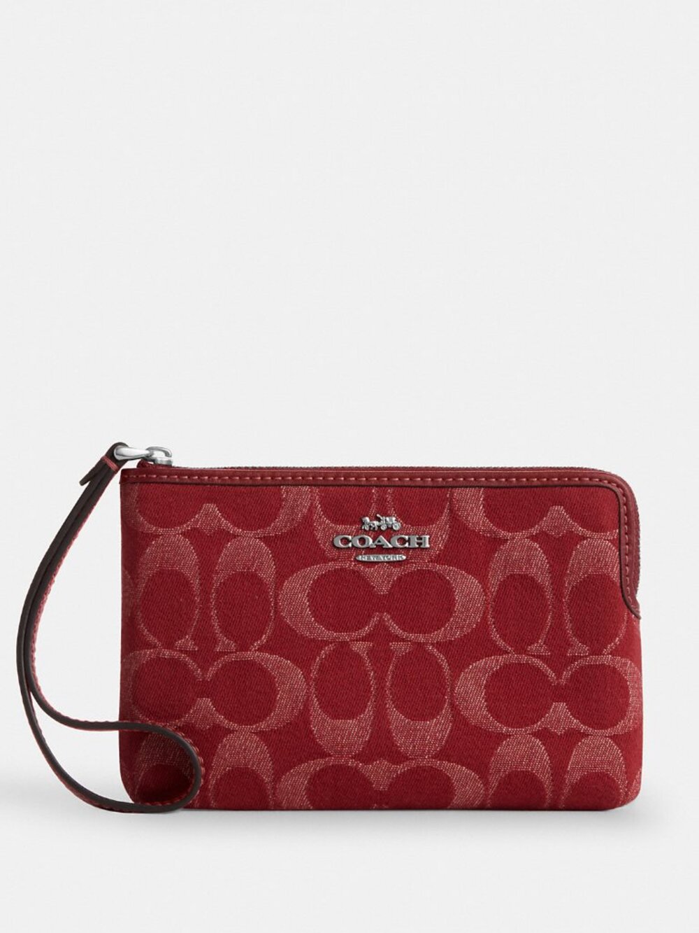 Coach Corner Zip Wristlet In Signature Denim - Picture 1 of 3